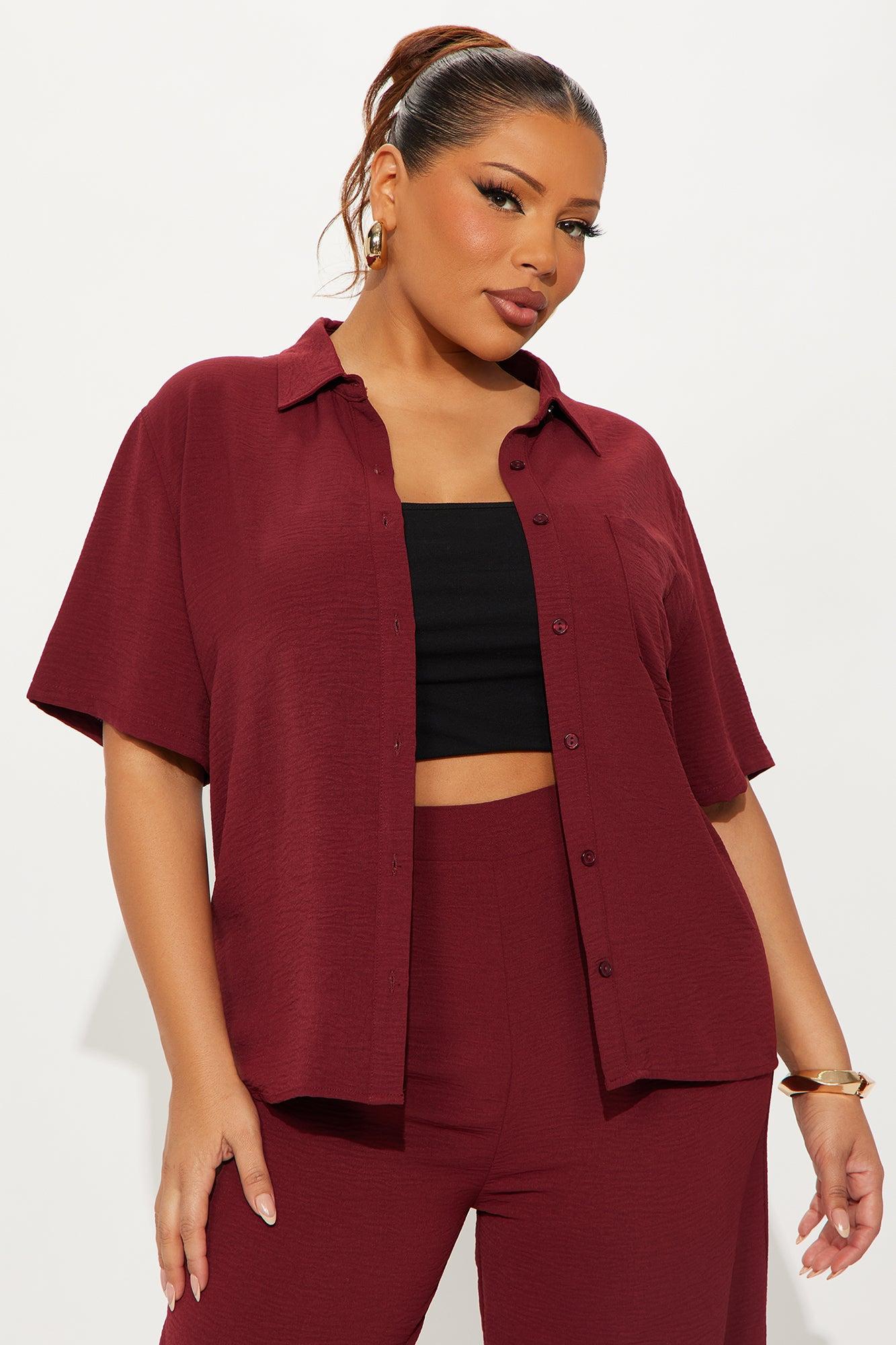 Makenzie Short Sleeve Pant Set - Wine Female Product Image