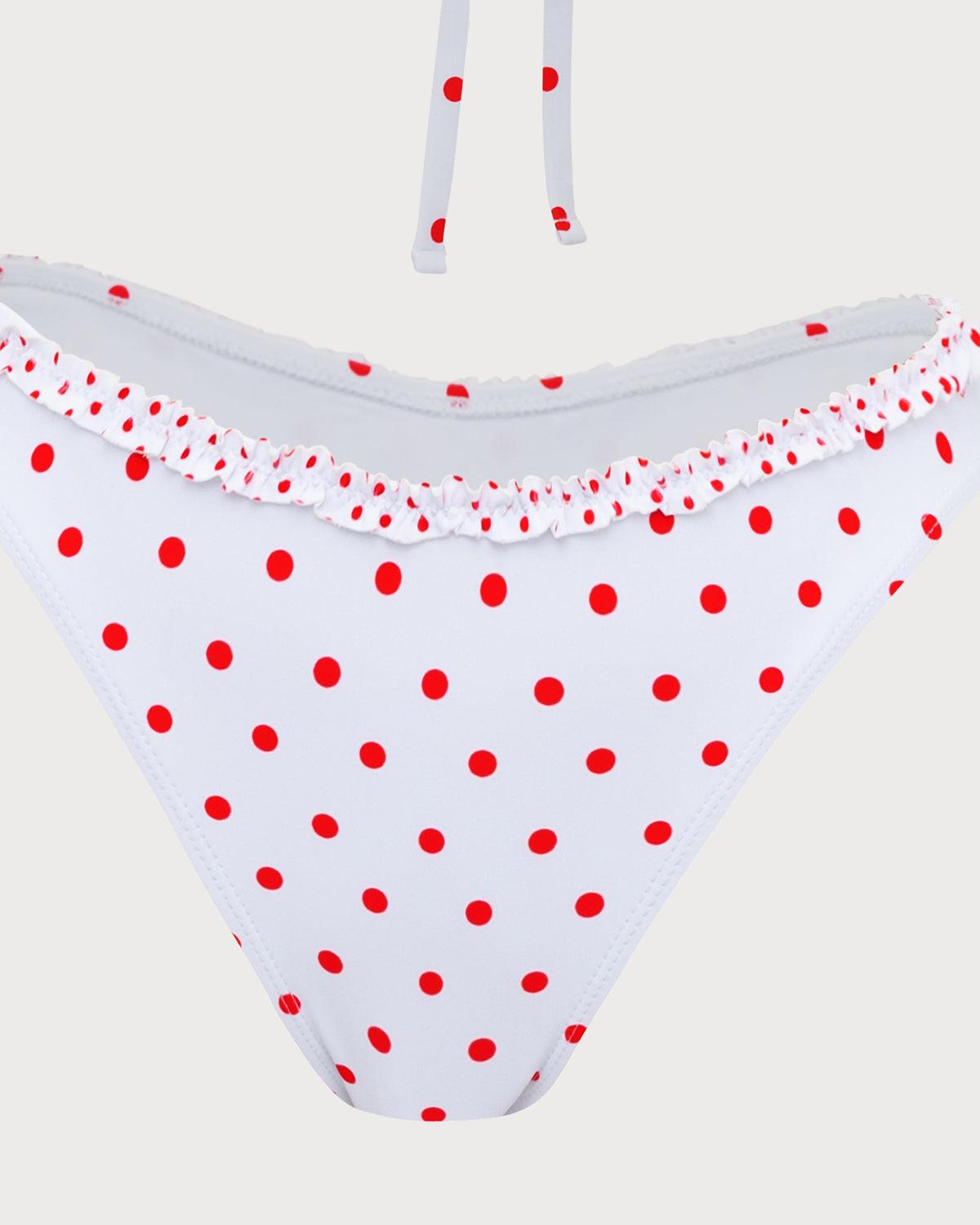 White Knit Floral Ruffle Bikini Set Product Image