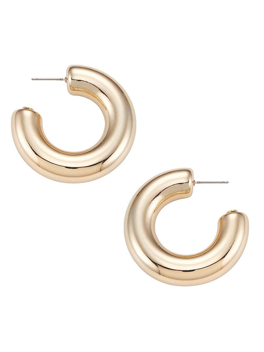 Womens Polished Goldtone Tube Hoop Earrings Product Image
