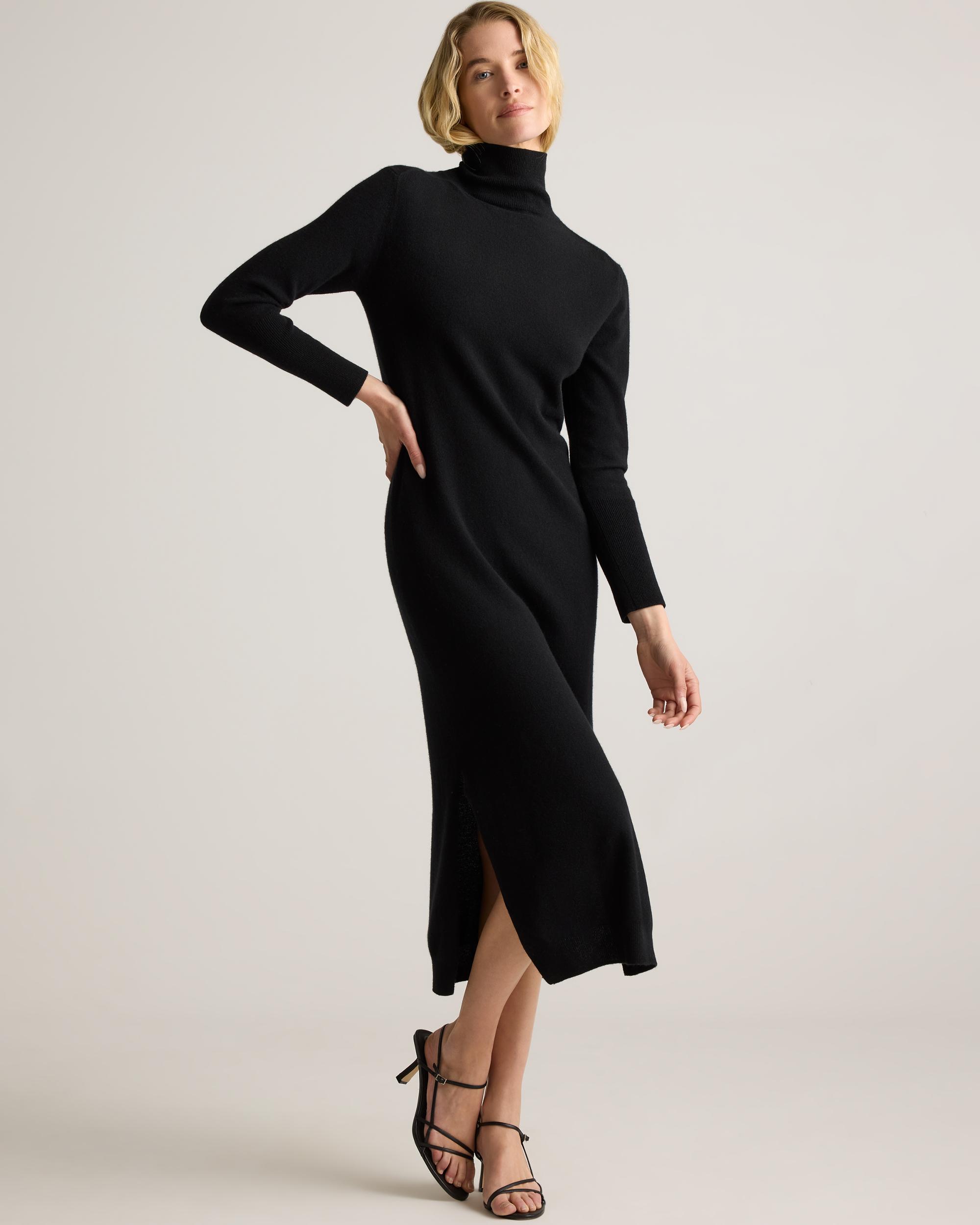 Quince | Women's Mongolian Cashmere Turtleneck Midi Sweater Dress Size XS Product Image