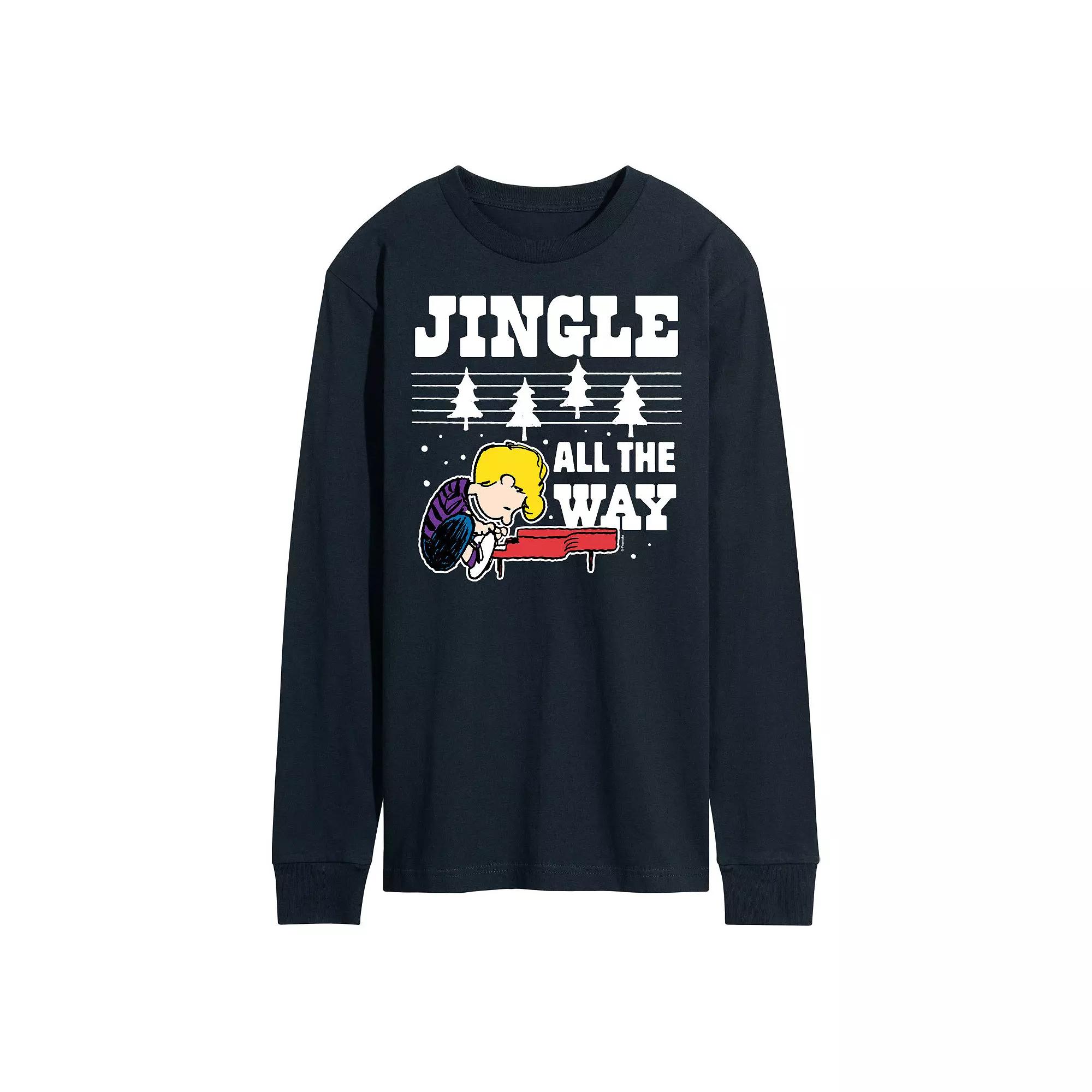 Men's Peanuts Jingle All The Way Piano Long Sleeve Tee,  Product Image
