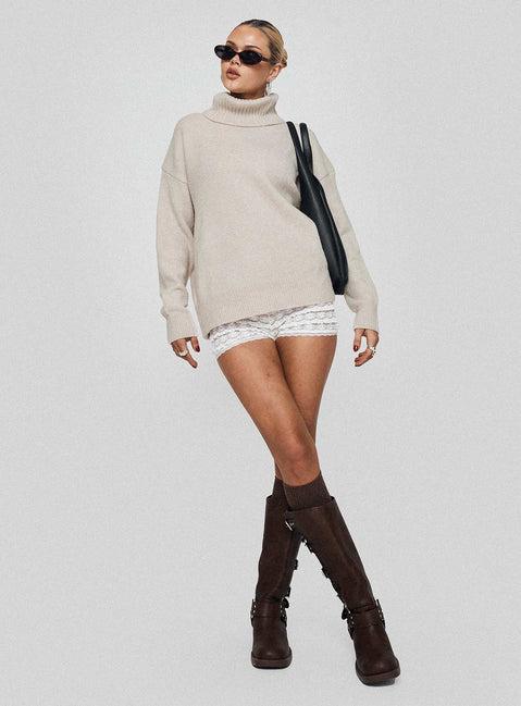 Oswin Turtleneck Sweater Oatmeal Product Image