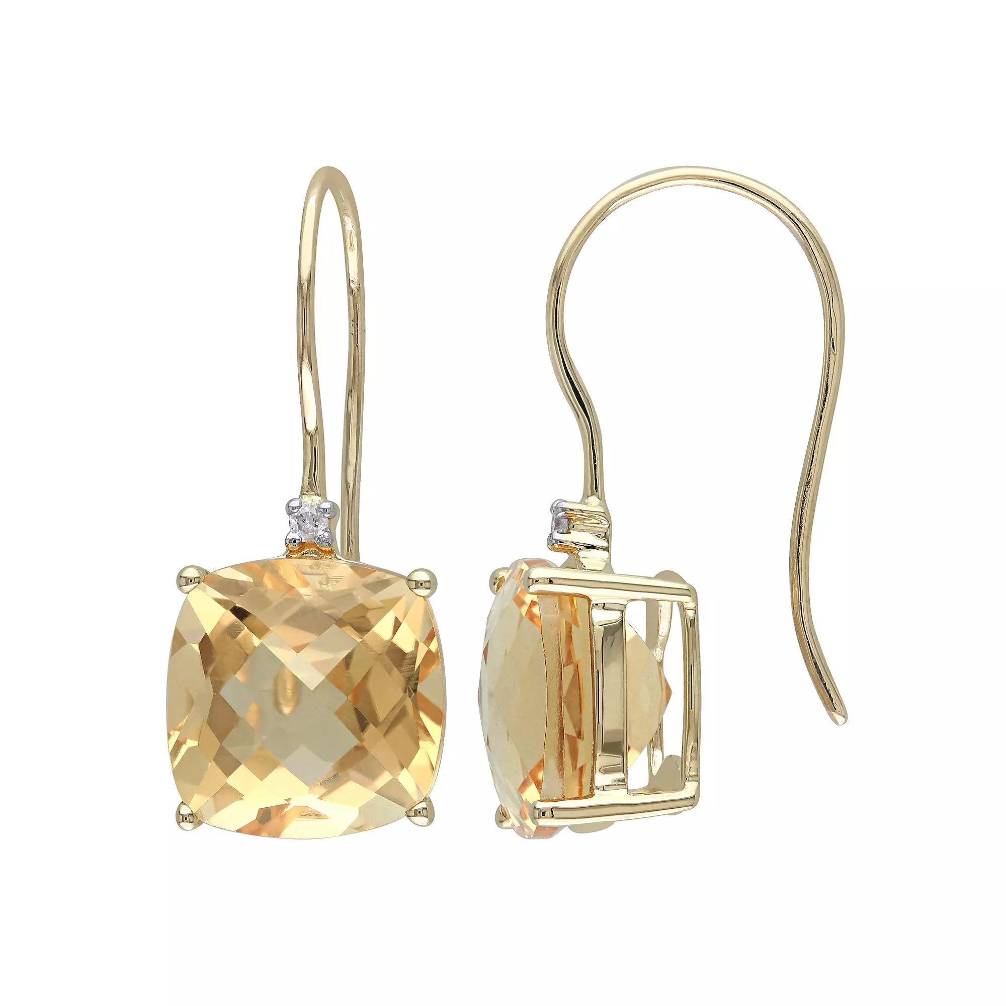 Stella Grace 10k Gold Citrine & Diamond Accent Hook Earrings, Women's Product Image