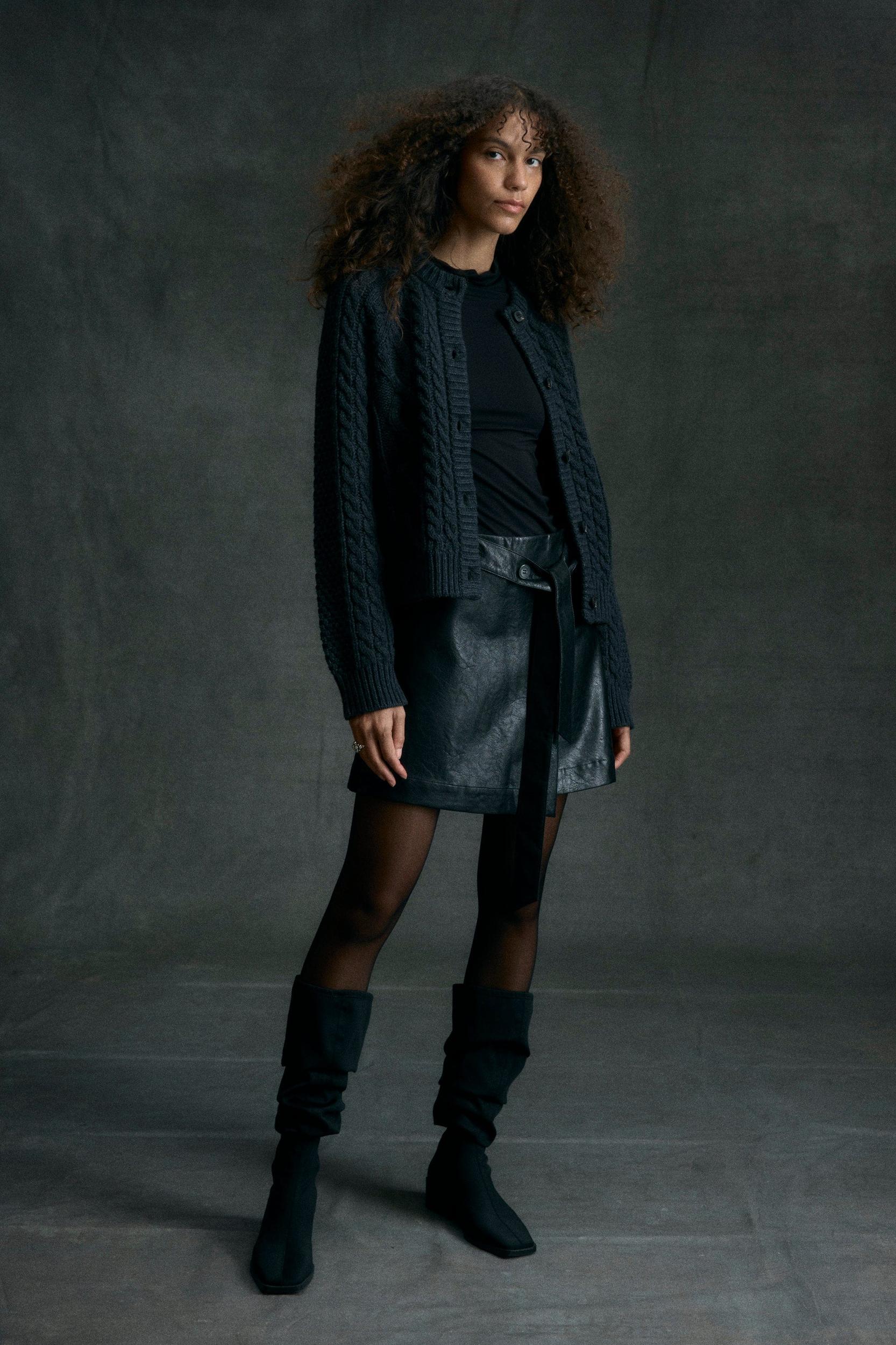 Tanner Vegan Leather Wrap Skirt Product Image