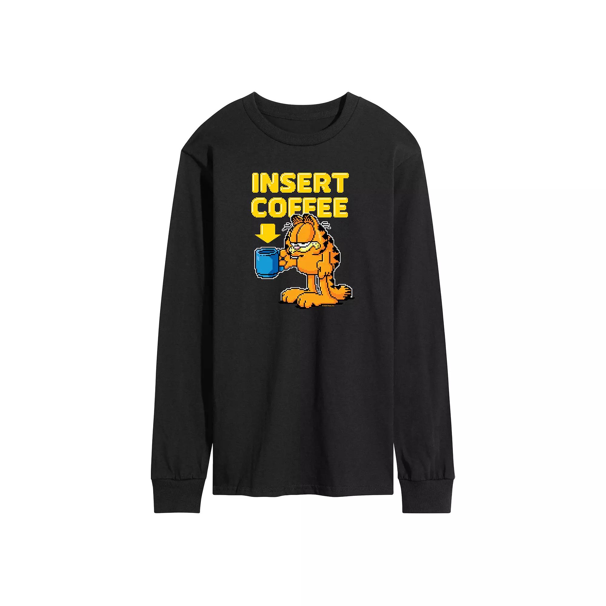 Men's Garfield Coffee Long Sleeve Graphic Tee,  Product Image
