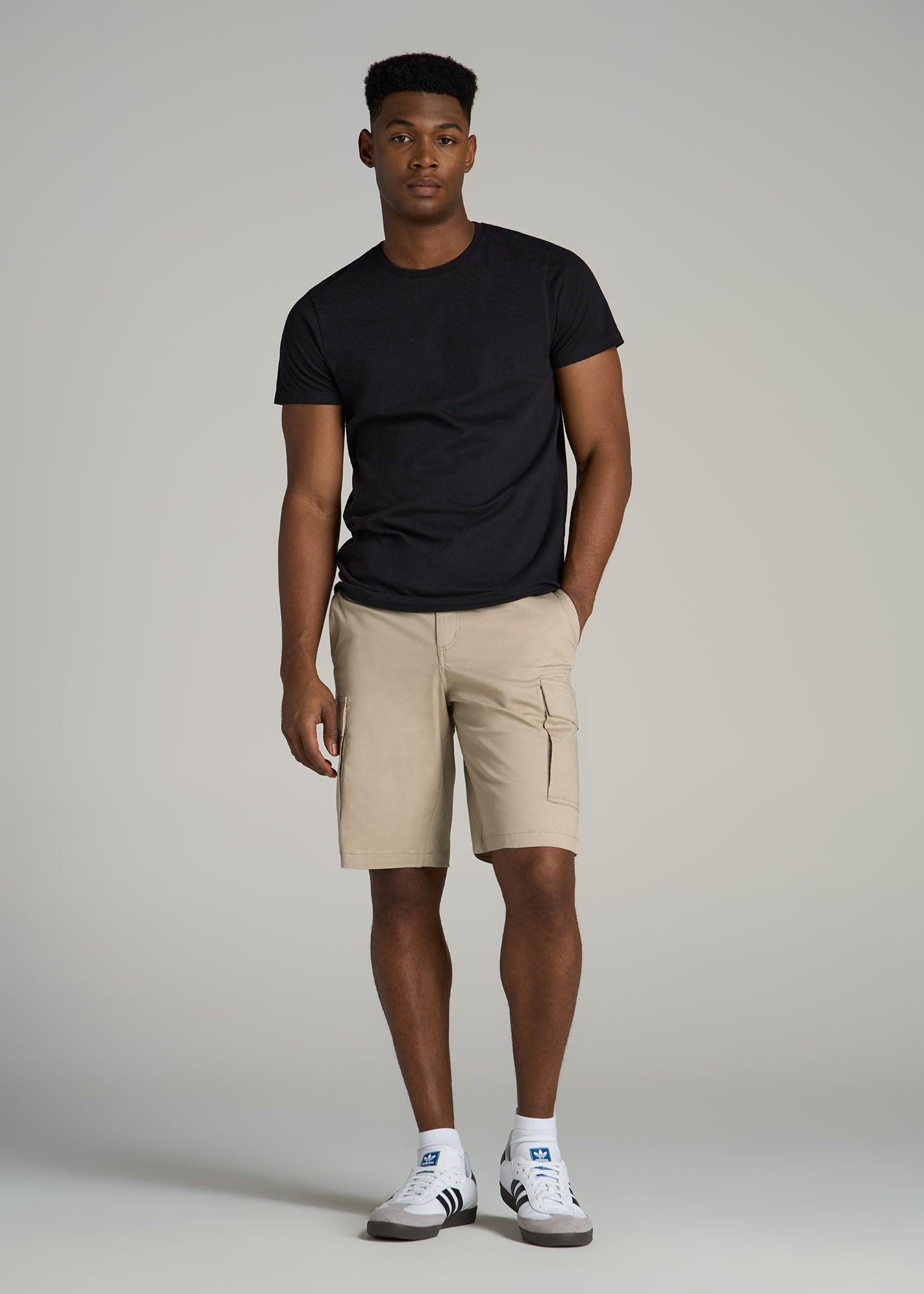 Stretch Twill Cargo Shorts for Tall Men in Light Khaki Male Product Image