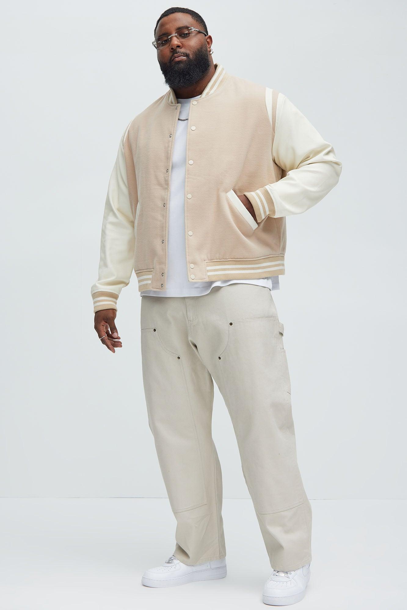 Shoulder Varsity Jacket - Tan Product Image