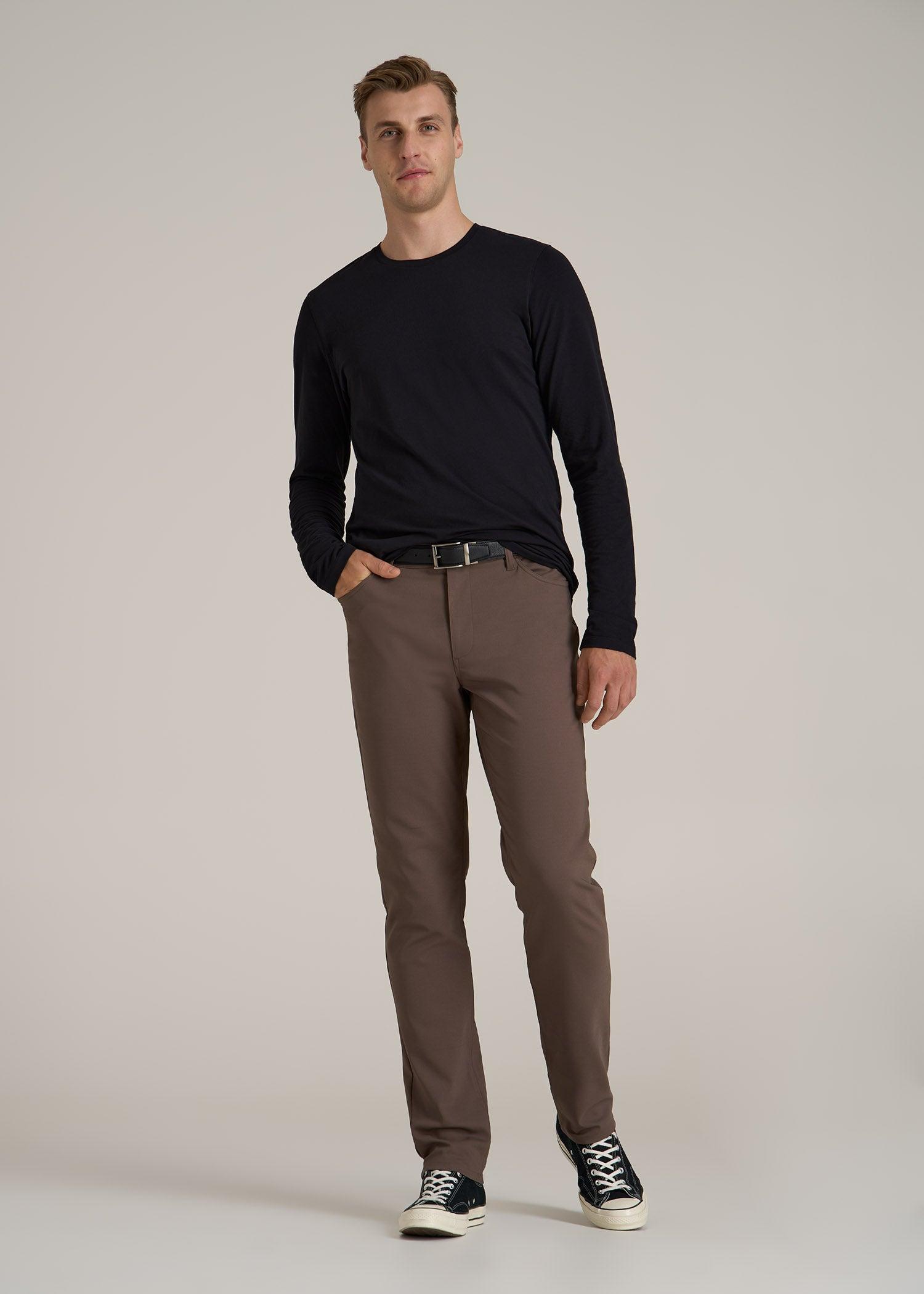 The Essential Modern Fit Crewneck Long Sleeve Tee for Tall Men in Black Male Product Image