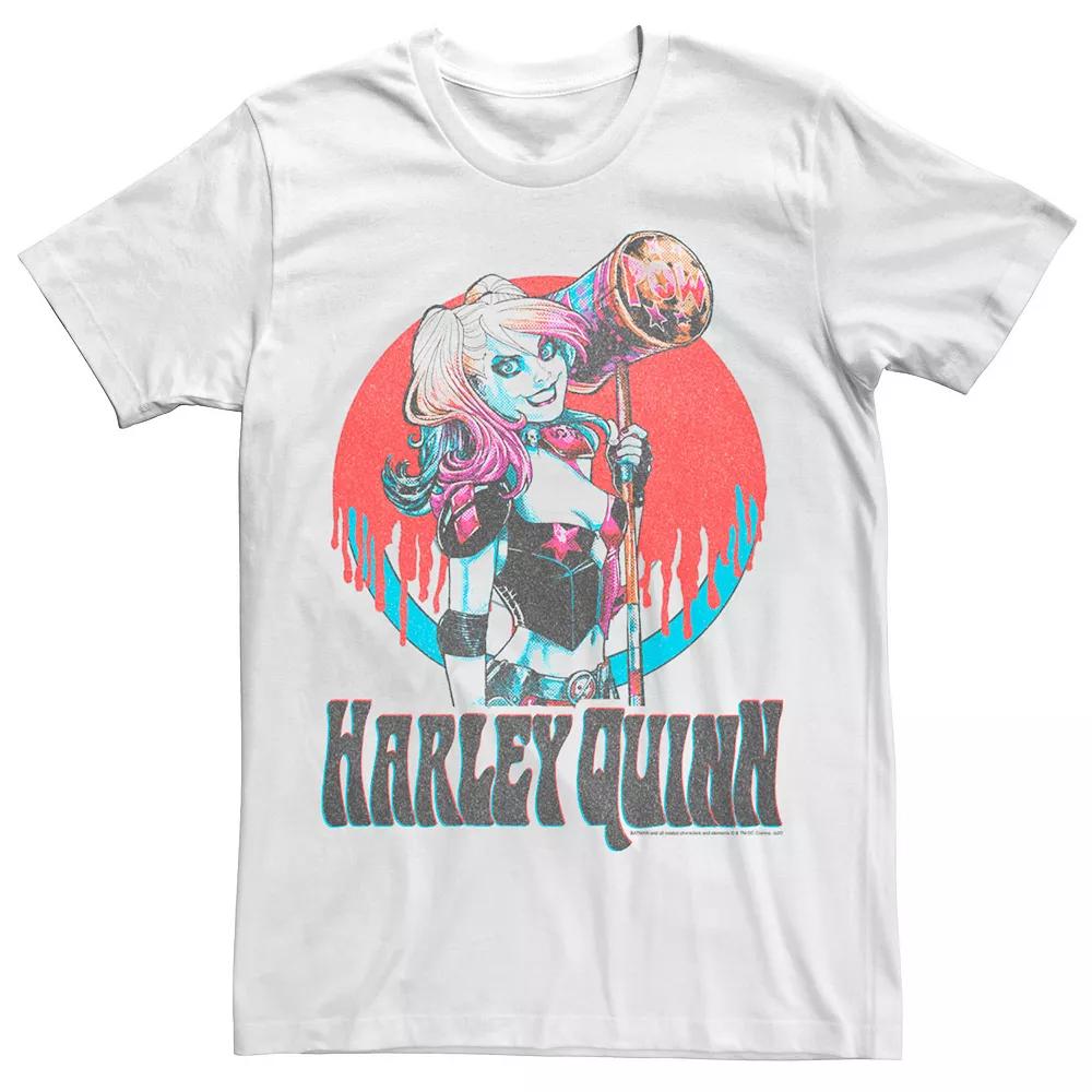 Men's Batman Harley Quinn Paint Drip Retro Logo Tee,  Product Image