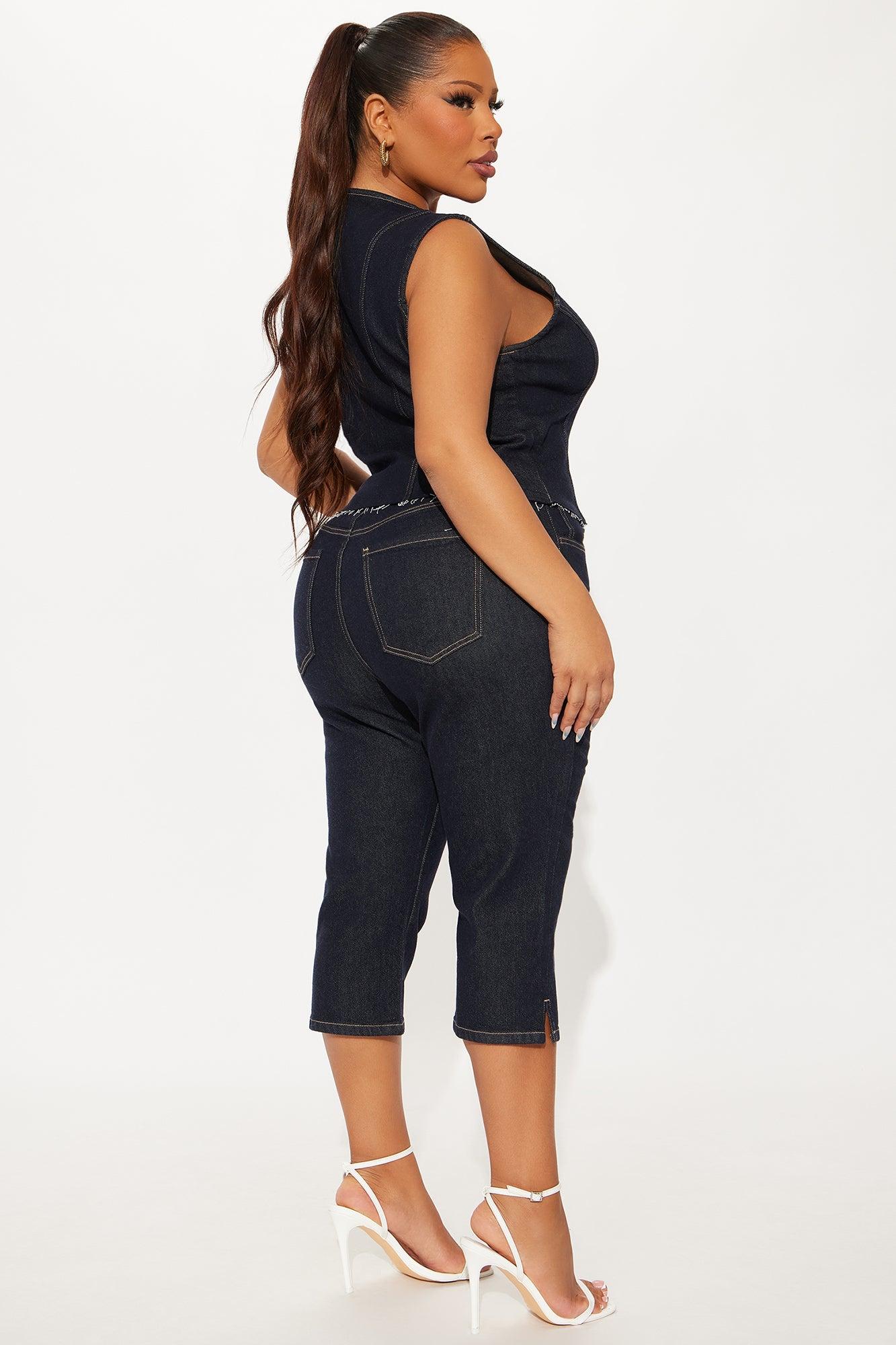 Dakota Denim Vest And Capri Set - Dark Wash Female Product Image