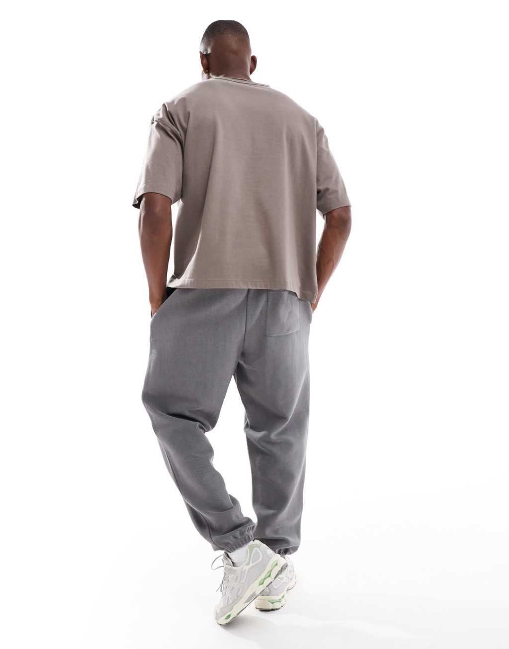 ASOS DESIGN oversized textured sweatpants in charcoal - part of a set Product Image