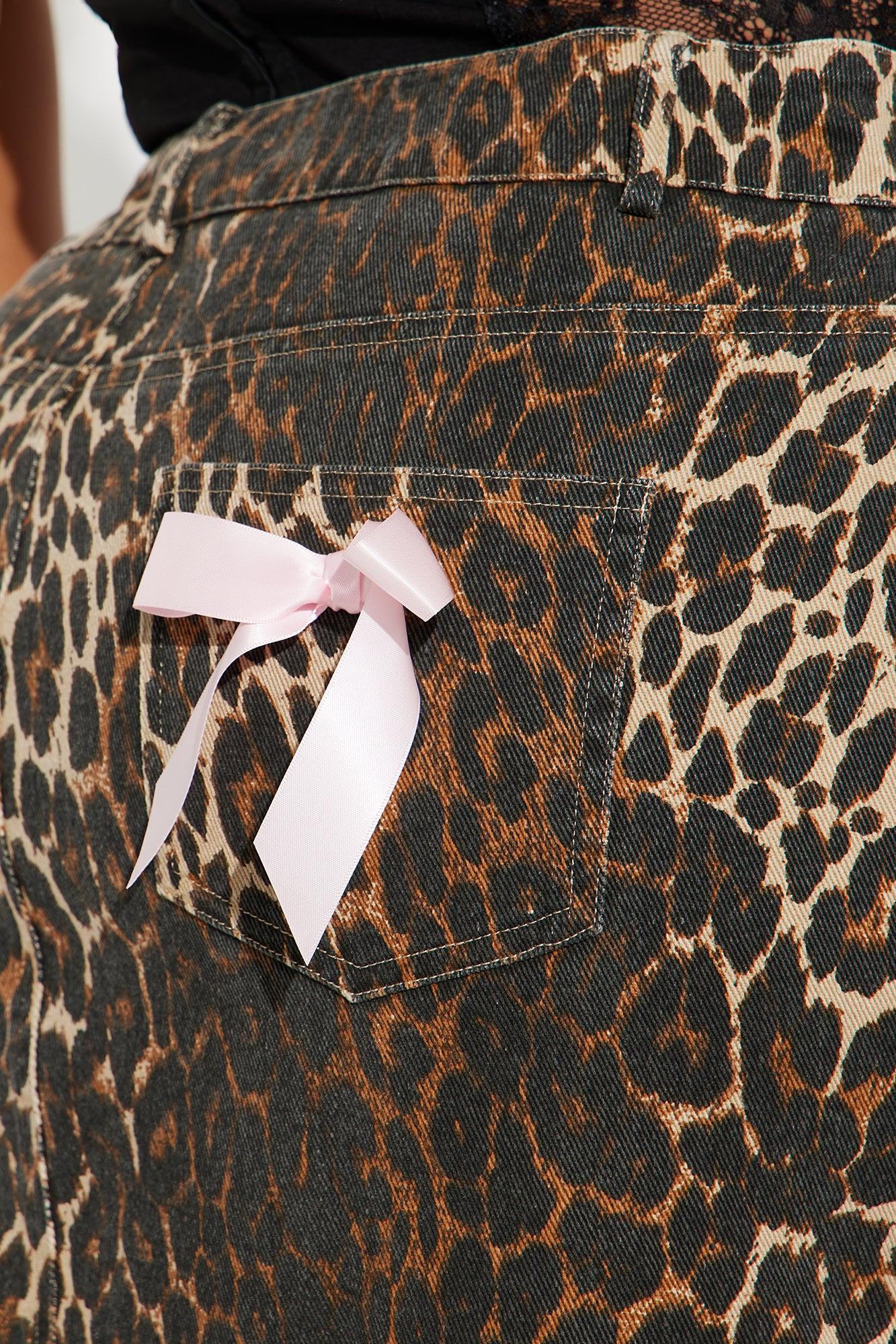 Put A Bow On It Leopard Mini Skirt - Brown/combo Product Image