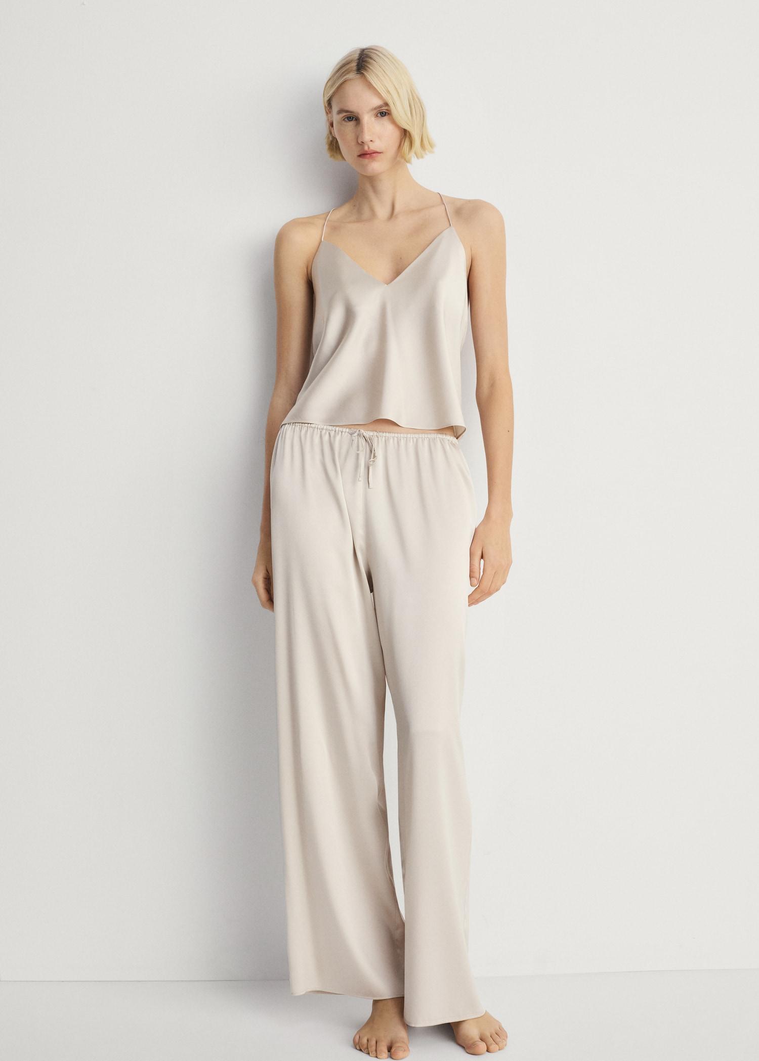 Silk pajama pants - Women | MANGO USA Product Image