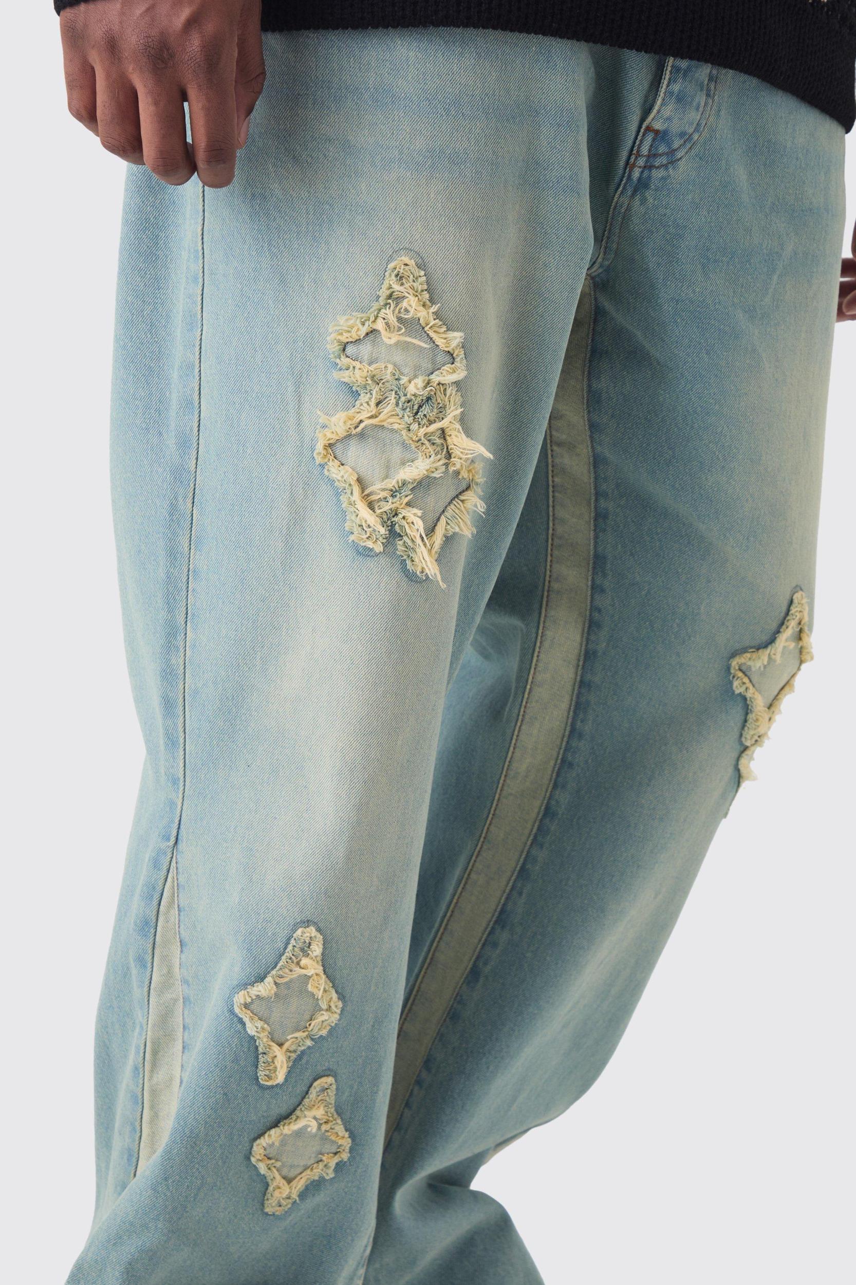 Plus Slim Flare Applique Gusset Panel Jeans | boohooMAN USA Product Image