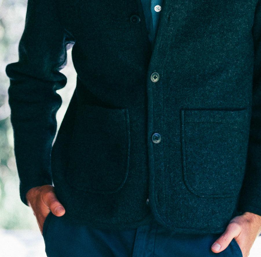 Burnham Knitted Boiled Wool Liner Jacket - Charcoal Product Image