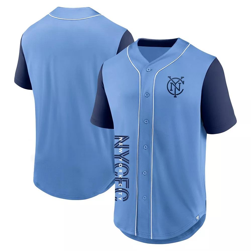 Men's Fanatics Branded Light Blue New York City FC Balance Fashion Baseball Jersey, Size: Large Product Image
