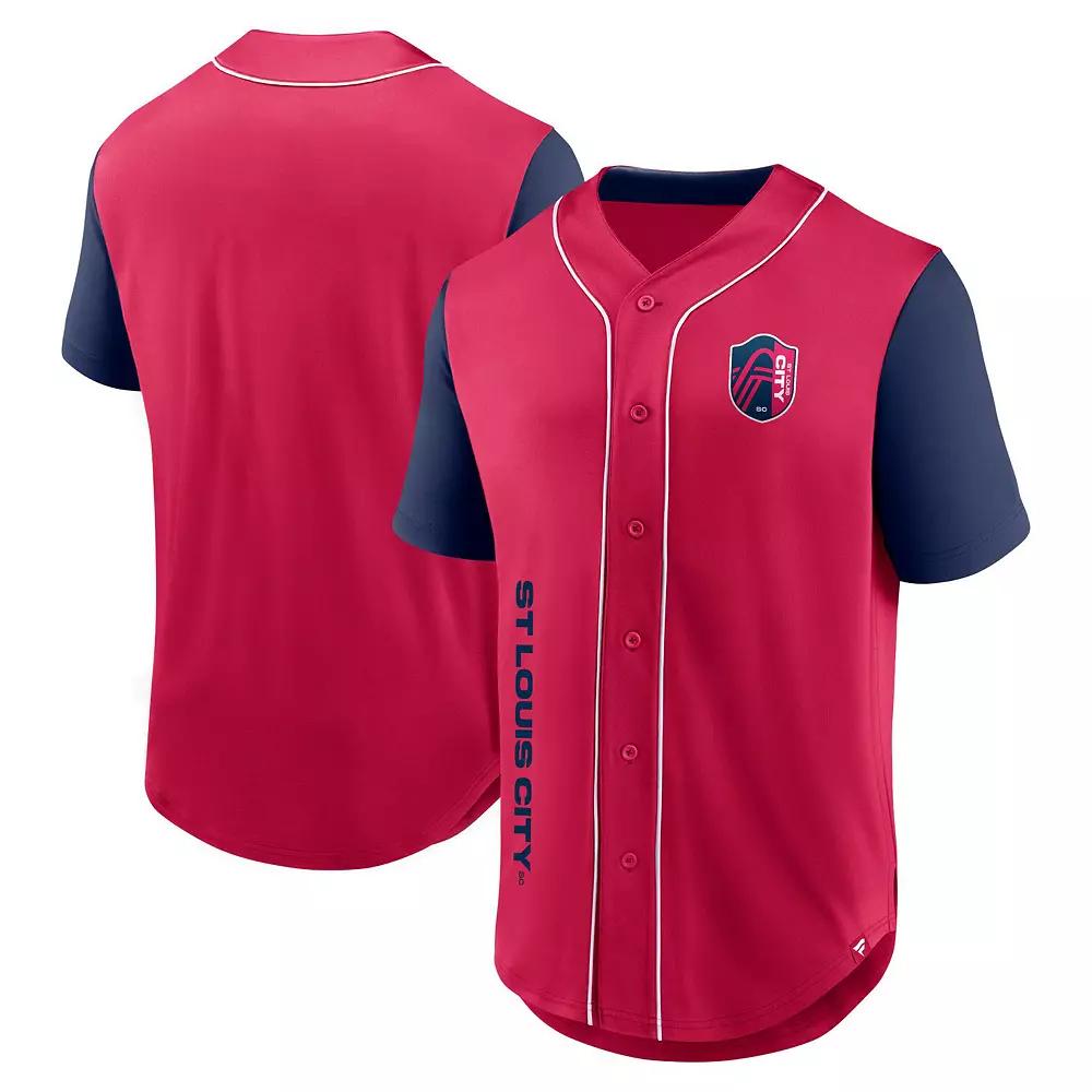 Men's Fanatics Red St. Louis City SC Balance Fashion Baseball Jersey,  Product Image