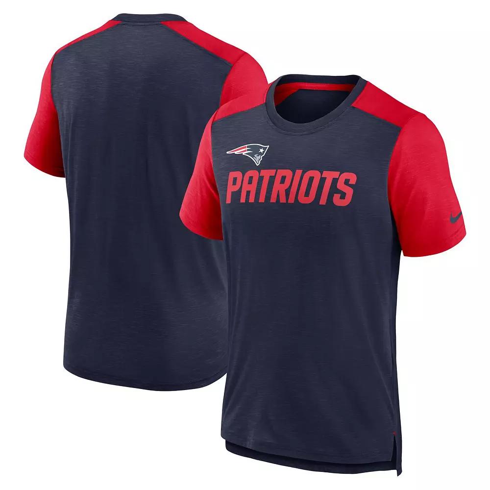 Men's Nike Heathered Navy/Heathered Red Tennessee Titans Color Block Team Name T-Shirt,  Product Image