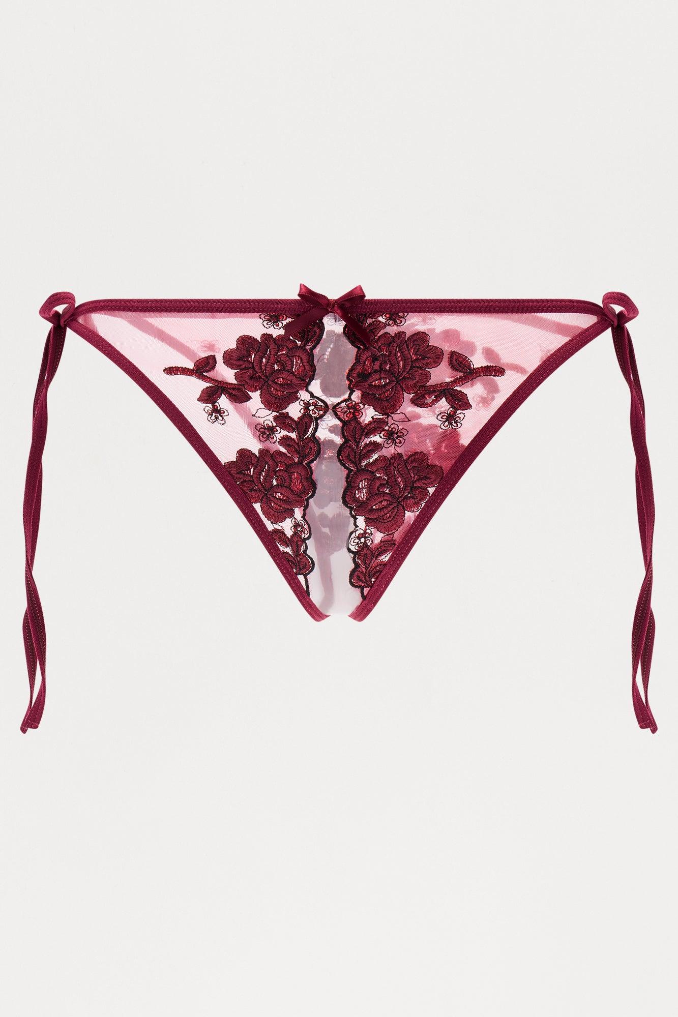 Krissy Lace Crotchless Hipster Panty - Wine Female Product Image
