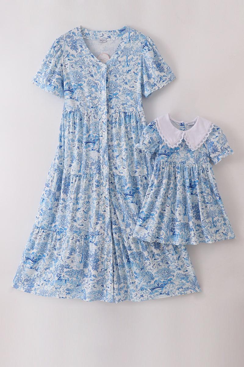 Bow applique print mom&me dress Product Image