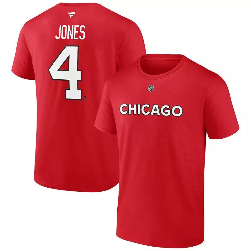 Men's Fanatics Branded Seth Jones Red Chicago Blackhawks Special Edition 2.0 Name & Number T-Shirt, Size: Large Product Image