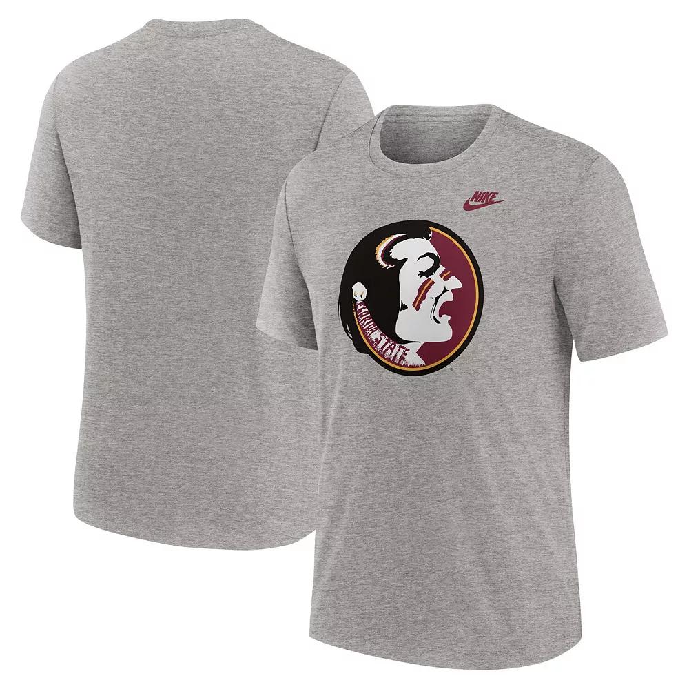 Men's Nike Heather Gray Florida State Seminoles Blitz Evergreen Legacy Primary Tri-Blend T-Shirt,  Product Image