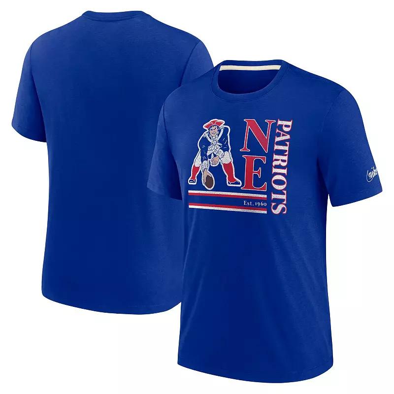 Men's Nike Royal New England Patriots Wordmark Logo Tri-Blend T-Shirt,  Product Image
