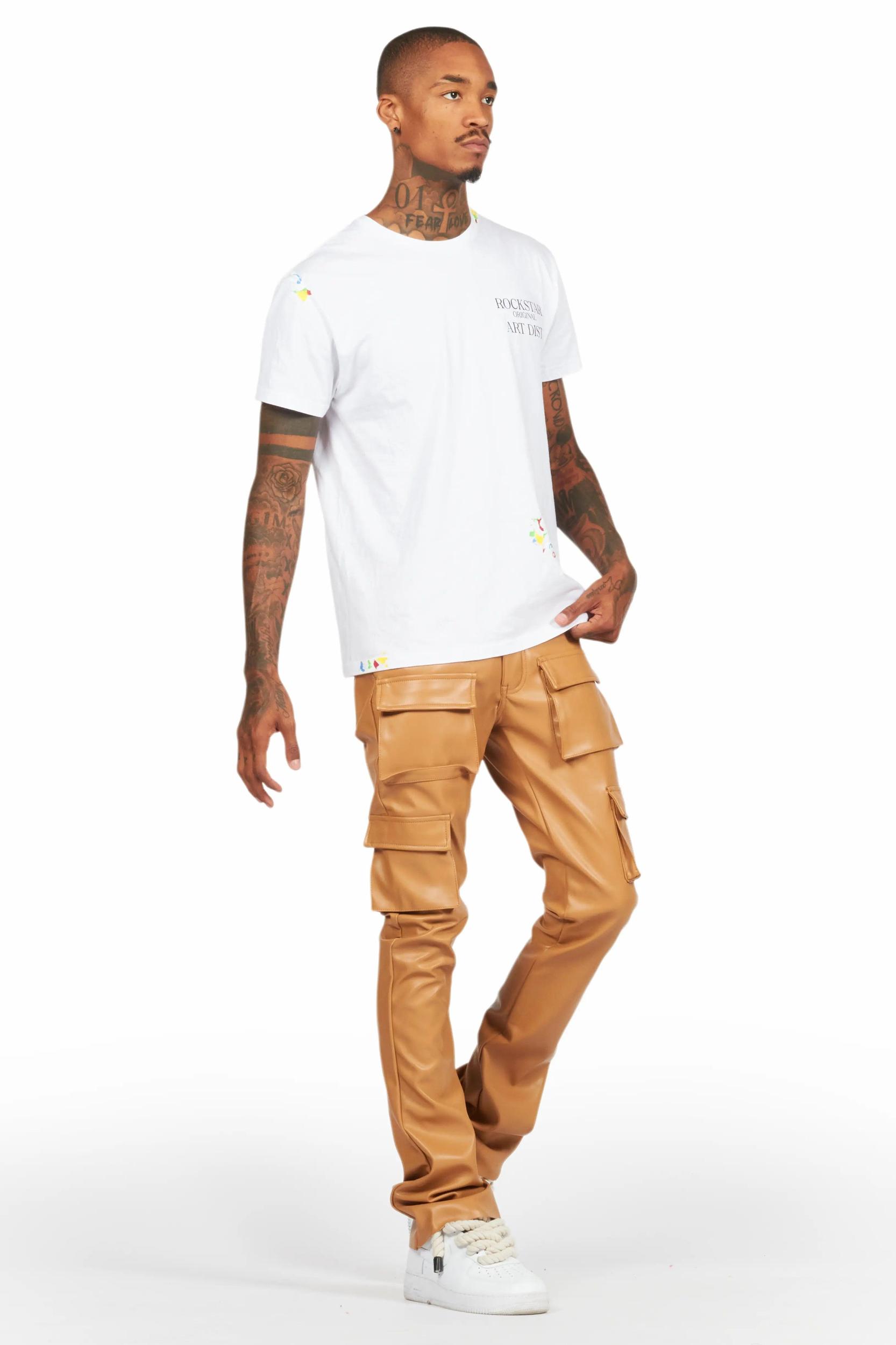 Khaza Beige PU Leather Jean Male Product Image