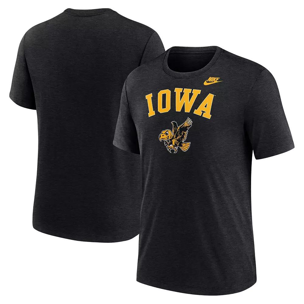 Men's Nike Heather Black Iowa Hawkeyes Legacy Arch Tri-Blend T-Shirt,  Product Image
