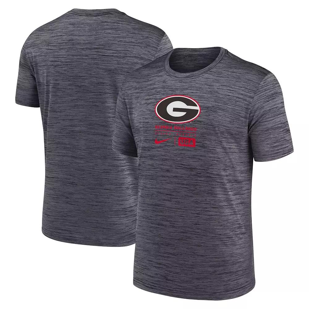 Men's Nike Charcoal Georgia Bulldogs Campus Center Block Velocity Performance T-Shirt,  Product Image