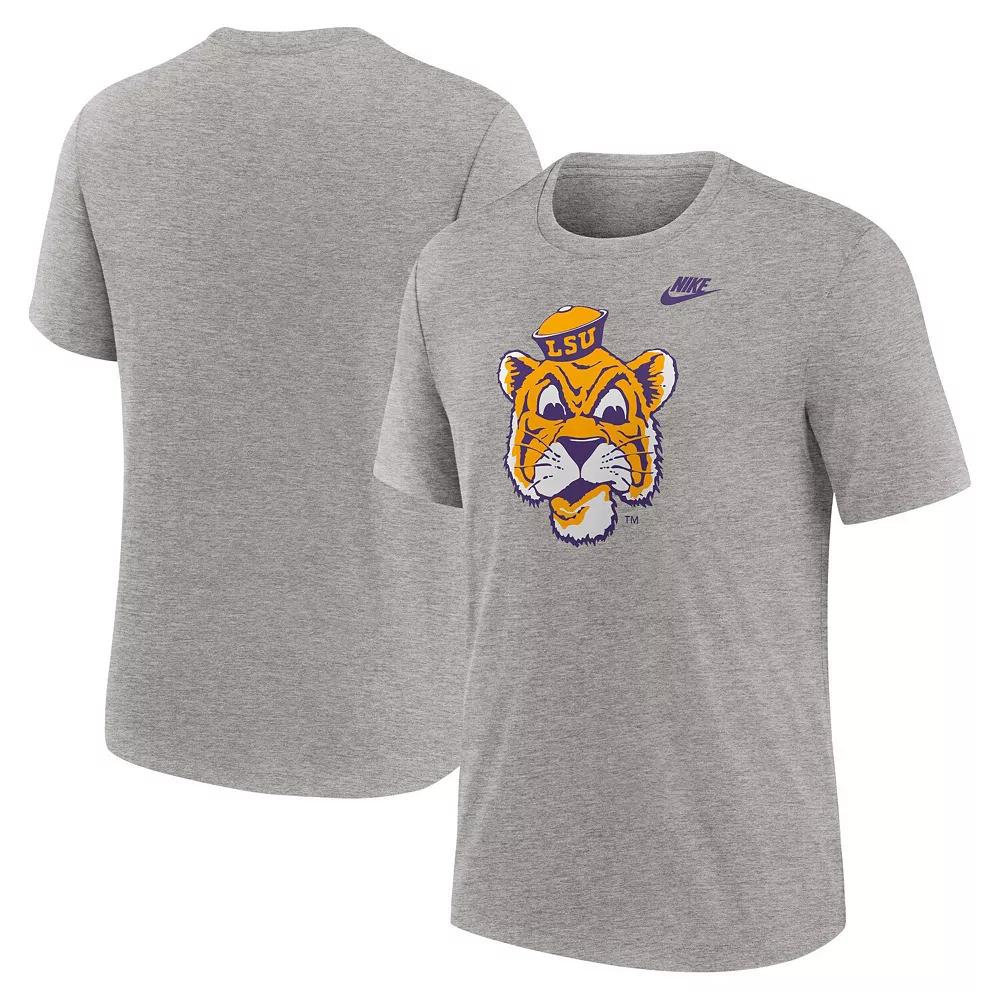 Men's Nike Heather Gray LSU Tigers Blitz Evergreen Legacy Primary Tri-Blend T-Shirt, Size: 2XL, Grey Product Image