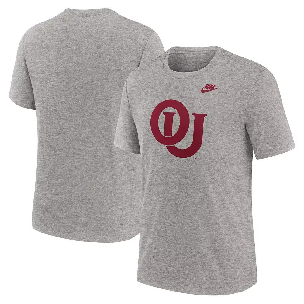Men's Nike Heather Gray Oklahoma Sooners Blitz Evergreen Legacy Primary Tri-Blend T-Shirt, Size: 2XL, Grey Product Image