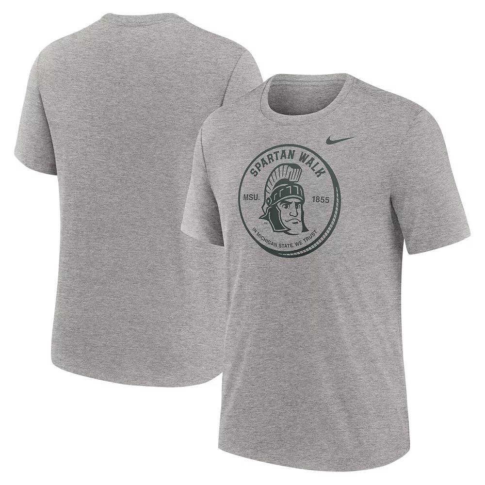 Men's Nike Heather Gray Michigan State Spartans Local Campus Time Honored Tradition Tri-Blend T-Shirt,  Product Image