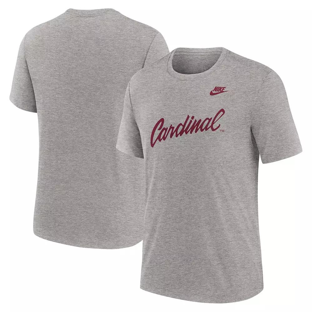 Men's Nike Heather Gray USC Trojans Blitz Evergreen Legacy Primary Tri-Blend T-Shirt,  Product Image