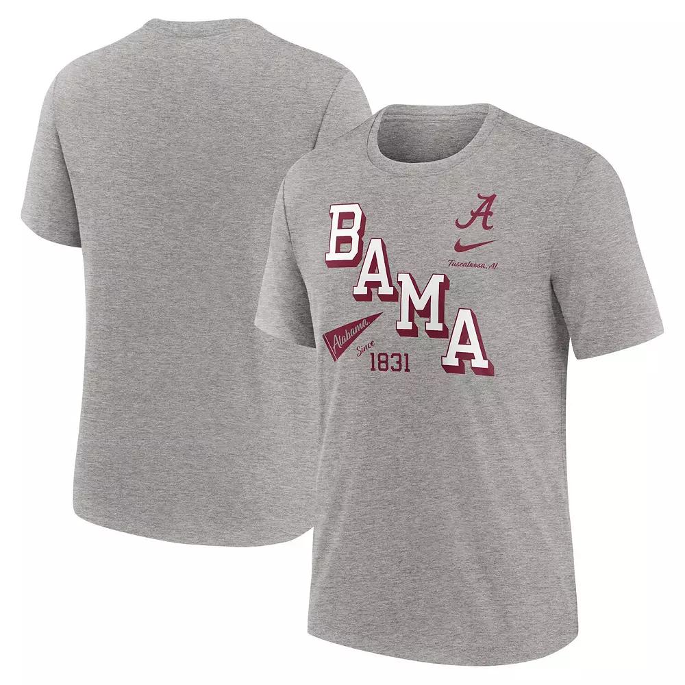 Men's Nike Heather Gray Alabama Crimson Tide Blitz Roll Call Tri-Blend T-Shirt, Size: Large, Grey Product Image