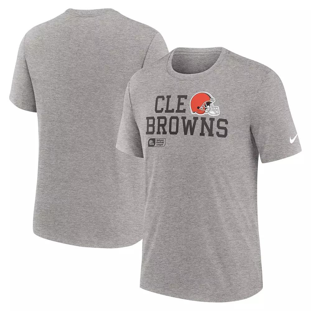 Men's Nike Heather Gray Cleveland Browns Overlap Lockup Tri-Blend T-Shirt,  Product Image
