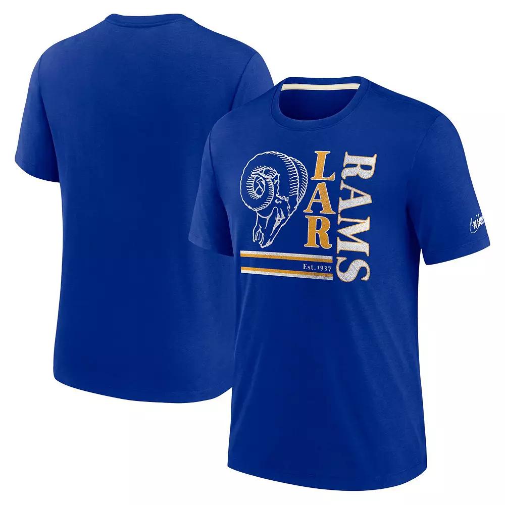 Men's Nike Royal Los Angeles Rams Wordmark Logo Tri-Blend T-Shirt,  Product Image