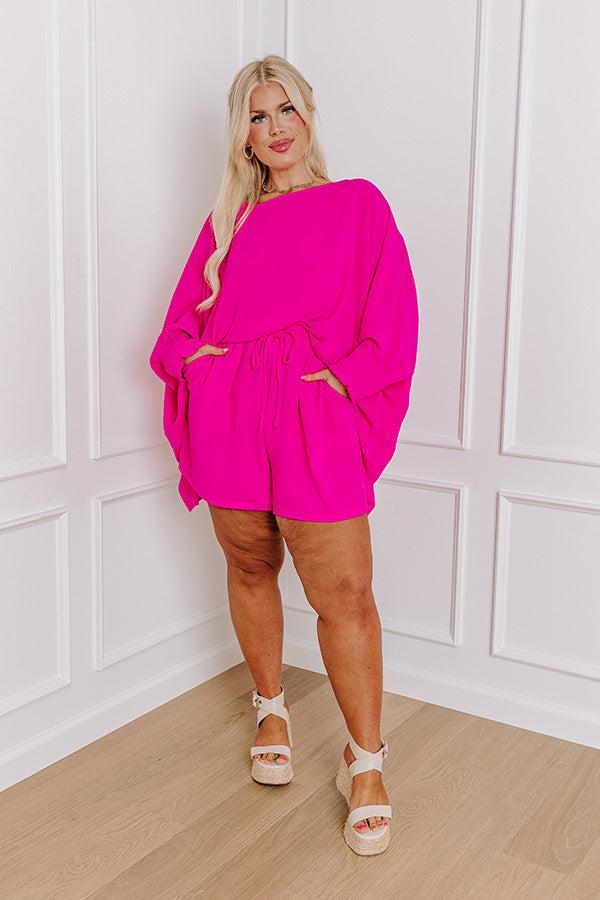 Boardwalk Bliss High Waist Shorts in Hot Pink Curves Product Image