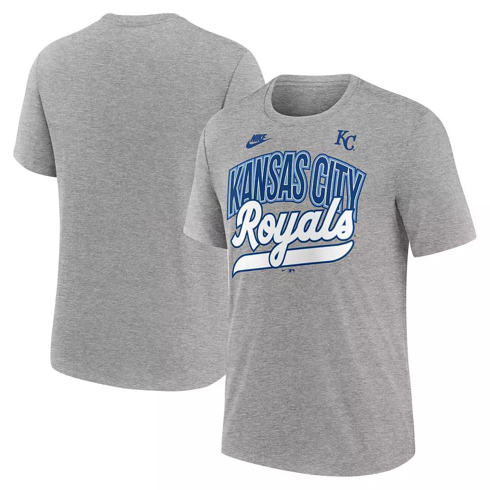 Mens Nike Heather Gray Kansas City Royals Cooperstown Collection Retro Tri-Blend T-Shirt Product Image