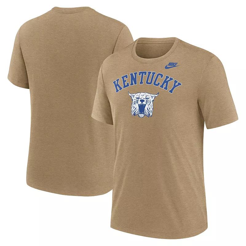 Men's Nike Heather Light Brown Kentucky Wildcats Legacy Arch Tri-Blend T-Shirt,  Product Image