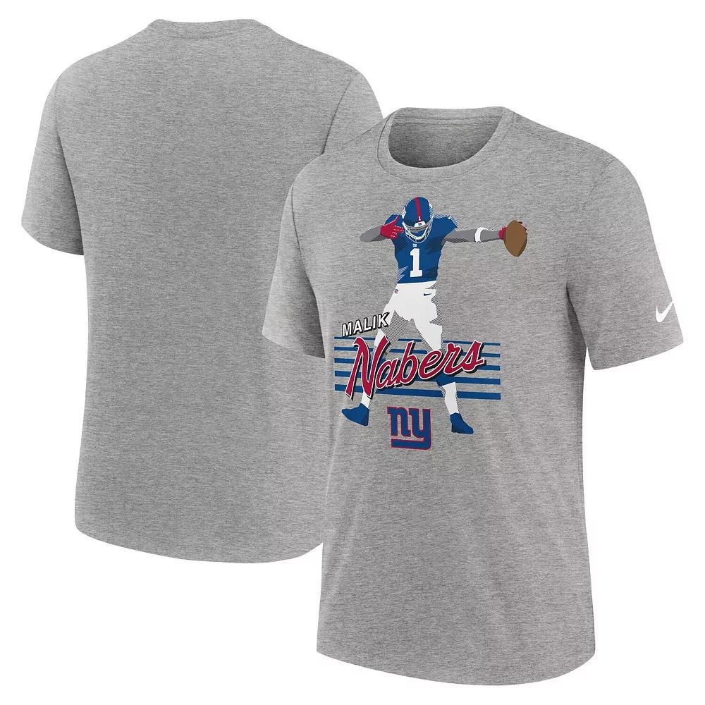 Men's Nike Malik Nabers Heather Gray New York Giants Player Graphic T-Shirt,  Product Image