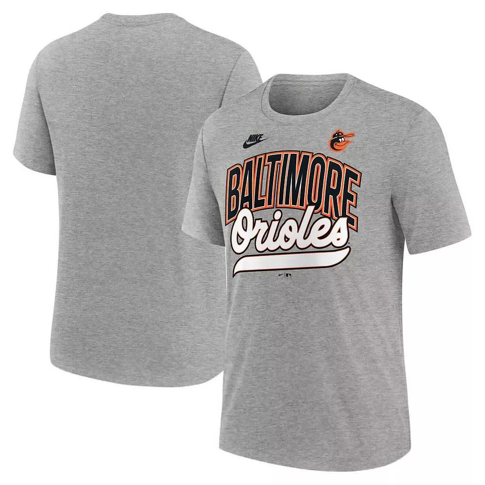 Men's Nike Heather Gray Baltimore Orioles Cooperstown Collection Retro Tri-Blend T-Shirt,  Product Image