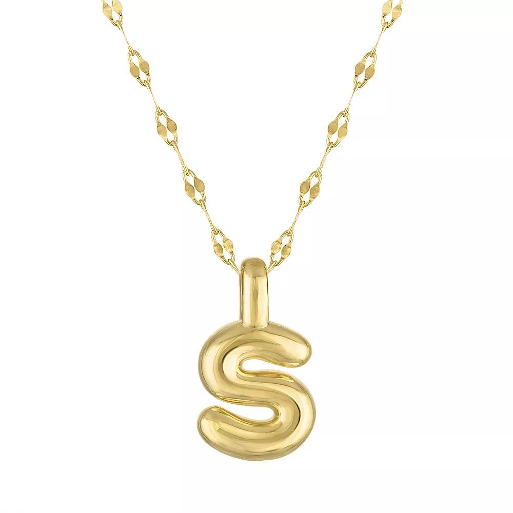 Junior Jewels 14k Gold Over Silver Bubble Initial Pendant Necklace, Women's, Size: 15.5", Gold Tone S Product Image