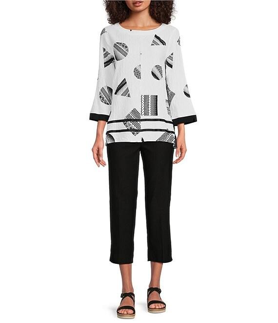 Ali Miles Round Neck 3/4 Sleeve Print Popover Tunic Product Image