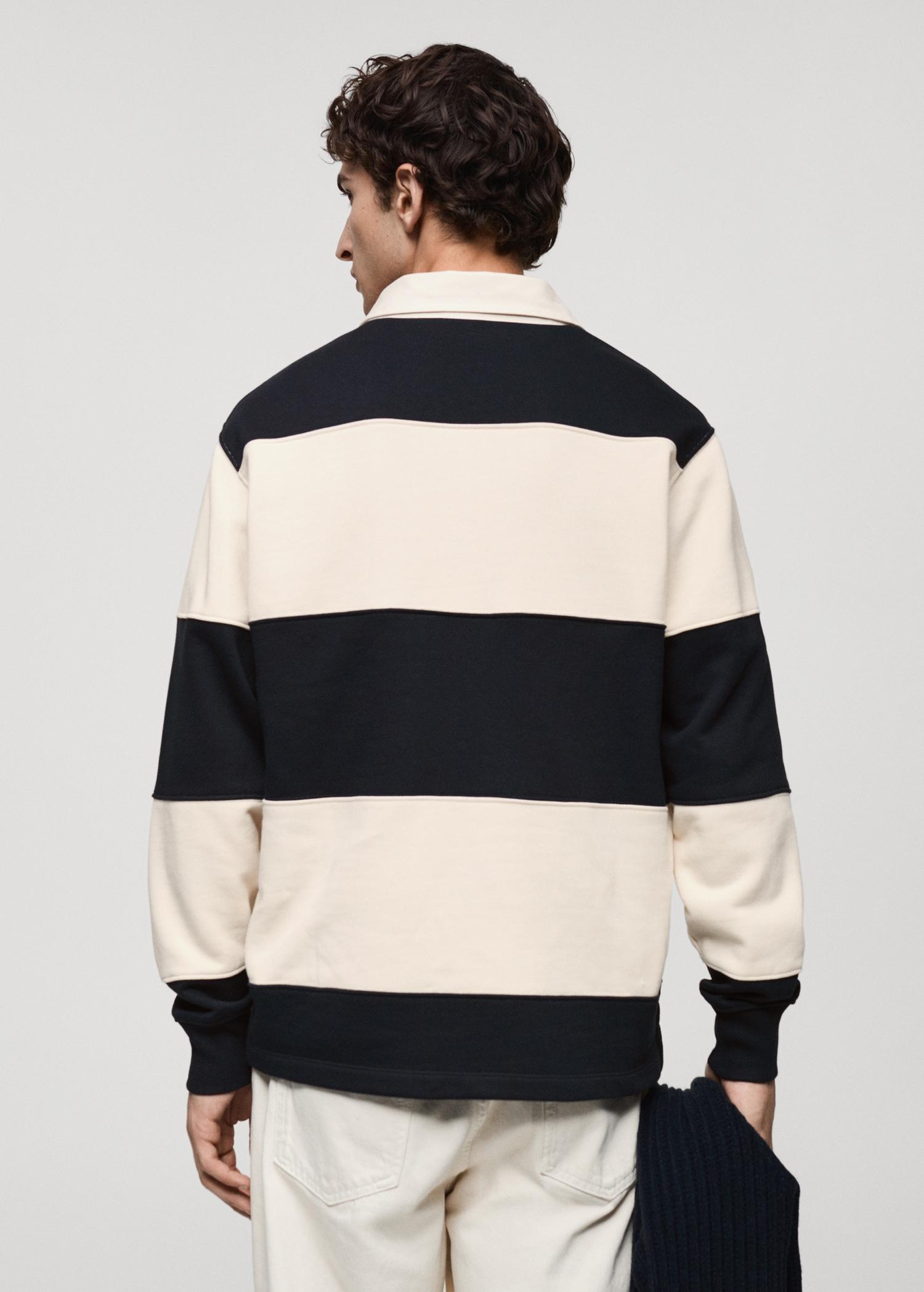 Striped cotton polo sweatshirt - Men | MANGO USA Product Image