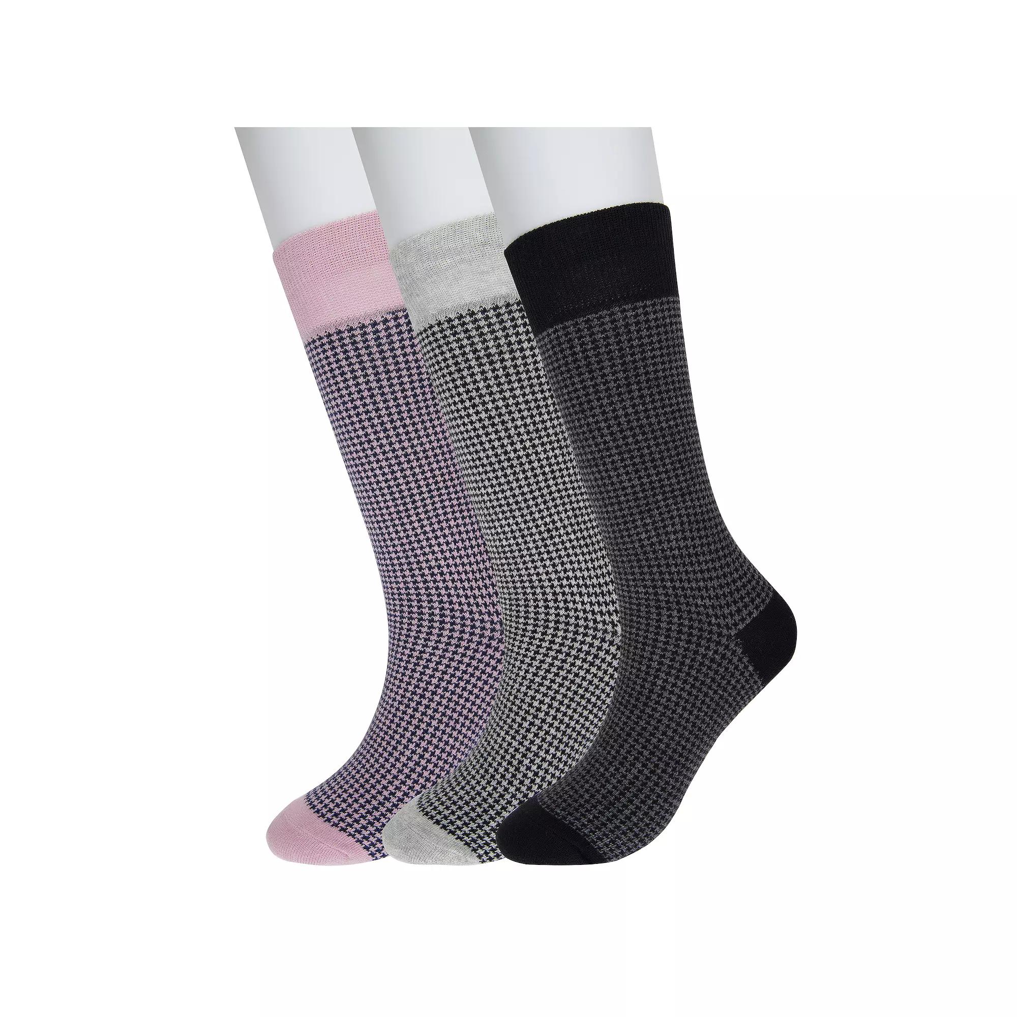 Men's Sonoma Goods For Life® 3-pack Patterned Dress Socks, Black Mini Houndsto Product Image