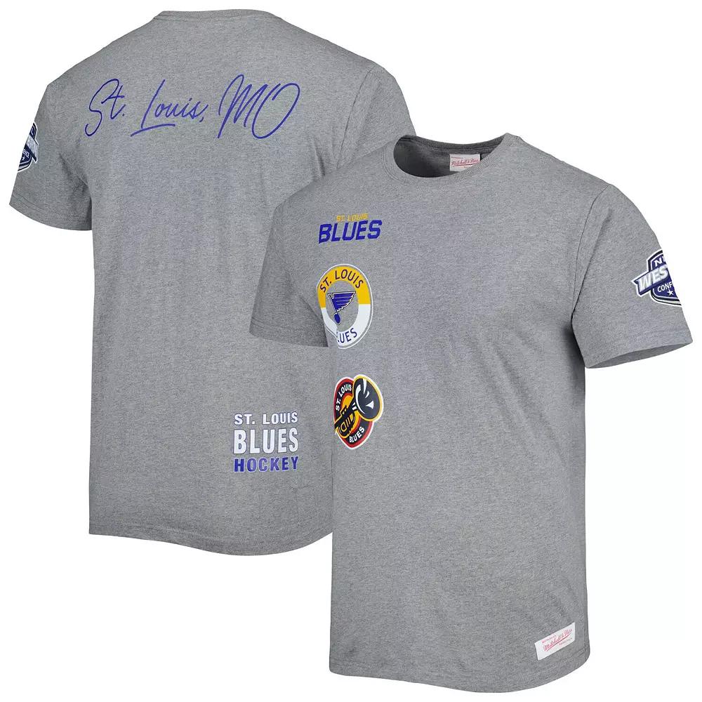 Men's Mitchell & Ness Heather Gray St. Louis Blues City Collection T-Shirt,  Product Image