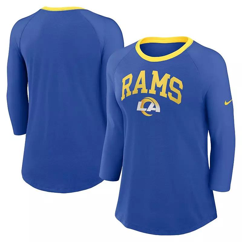 Women's Nike Royal Indianapolis Colts Raglan 3/4 Sleeve T-Shirt,  Product Image
