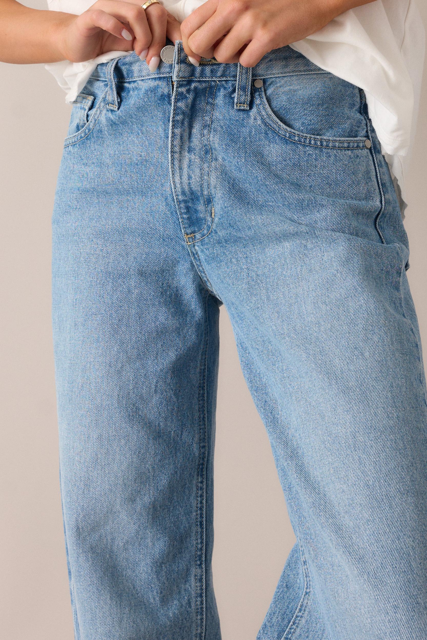 More Than Ever Light Wash Relaxed Straight Leg Jeans Product Image