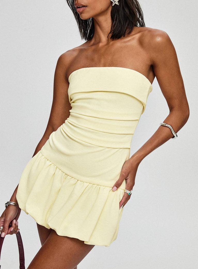 Mousse Strapless Mini Dress Lemon Tall Product Image